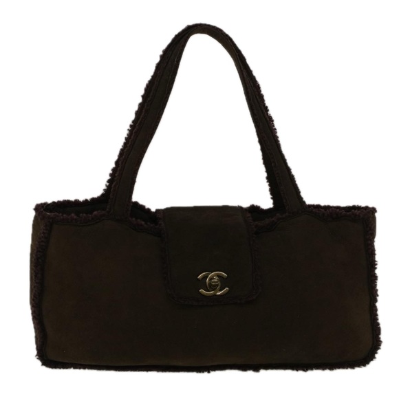 CHANEL Turn Lock Shoulder Bag Mouton Brown CC Auth 57346 - Picture 13 of 16